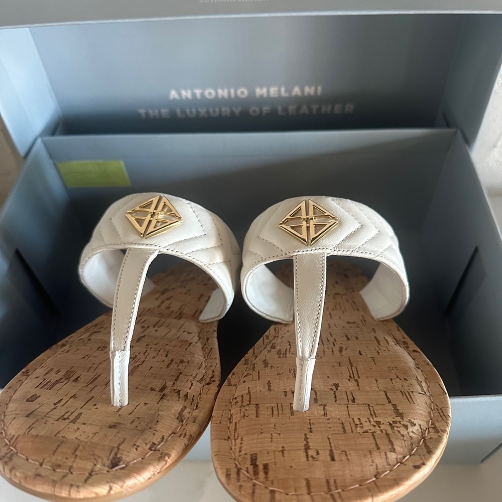 Antonio Melani Layla White Leather Women’s Sandals - Picture 6 of 6
